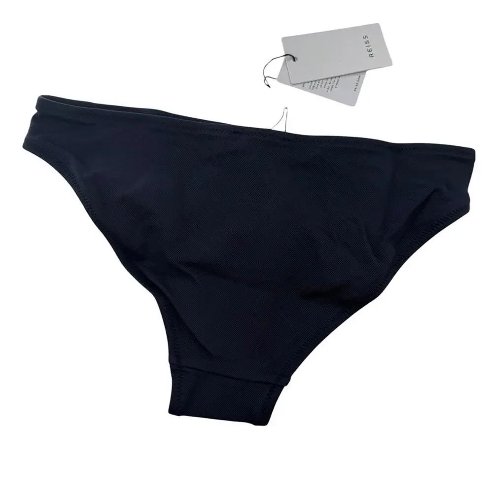 REISS Bikini Bottom Size 10 NEW Navy Blue w/ Button Swim Bottoms Swimsuit